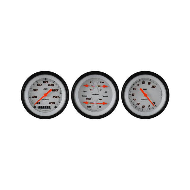 Classic Instruments Velocity White Three Gauge Set - VS03WBLF