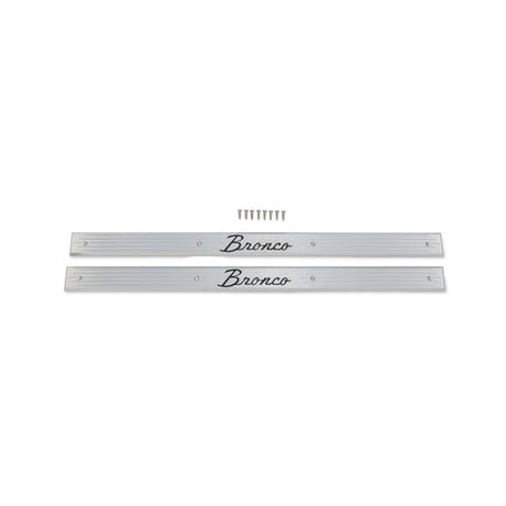 Scott Drake Door Sill Plates with Bronco Logo Billet Aluminum Pair - C6TZ-6513208-B