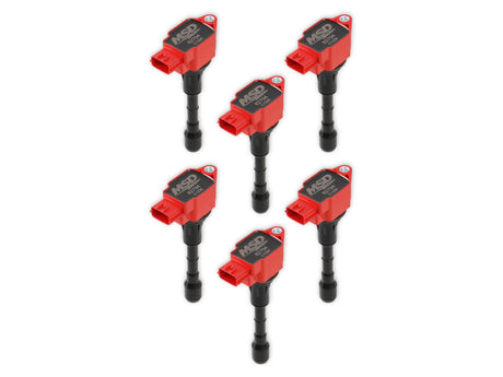 MSD Ignition Coil - Blaster Series - Fits Nissan/Infiniti 3.7L - Red - 6-Pack - 827946