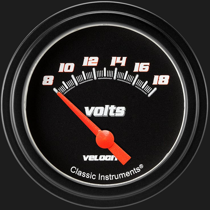 Classic Instruments Velocity Black 2 5/8" Volt Gauge - VS230BBLF