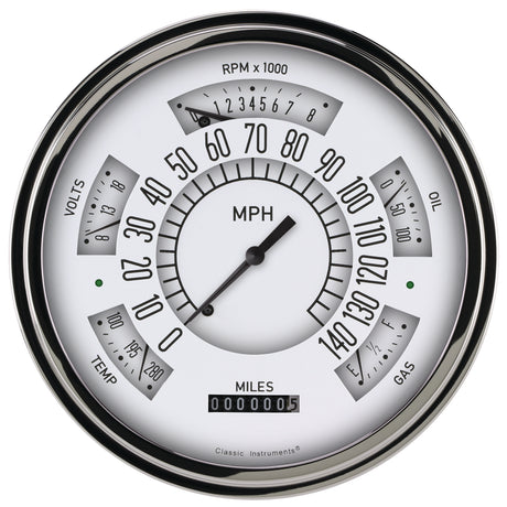 Classic Instruments 66-67 FORD BRONCO WHITE STAINLESS - FB66WSLF