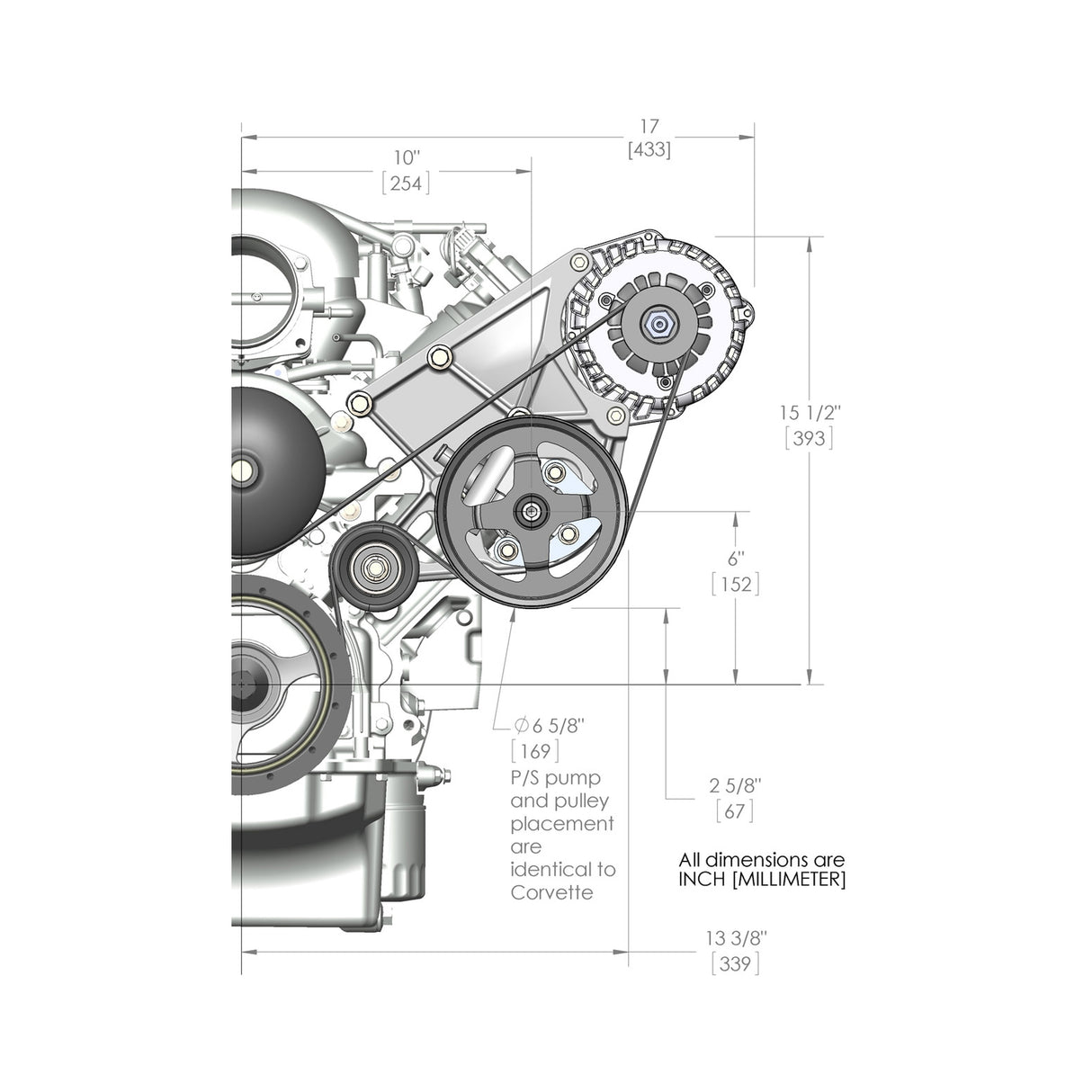 Holley 20-143 LS/LT High-Mount Alternator & Power Steering Pump Accessory Drive Kit - Driver's Side Bracket