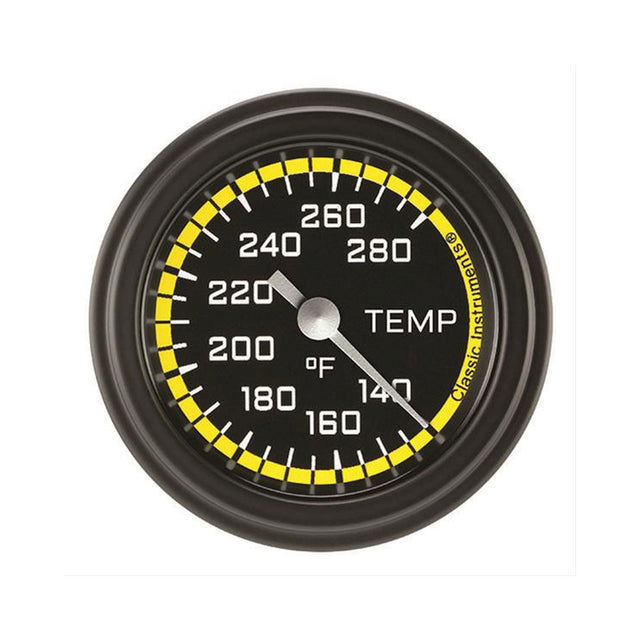 Classic Instruments AutoCross Yellow 2 1/8" Full Sweep Water Temperature Gauge - AX126YBLF-02