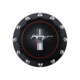 Scott Drake Billet Fuel Cap Black with Tri-Bar Horse Logo - B-9030-H-BK
