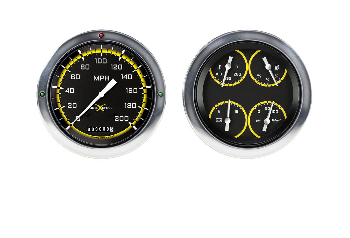 Classic Instruments 1954-55 AUTO CROSSO YELLOW CHV TK 5IN SPEED/QU-LS - CT54AXY52-LS