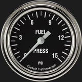 Classic Instruments Hot Rod 2 5/8" Fuel Pressure Gauge, 15 psi - HR345SLF