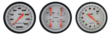 Classic Instruments Velocity White Three Gauge Set - VS53WBLF