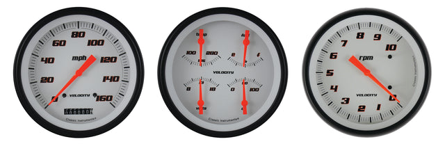 Classic Instruments Velocity White Three Gauge Set - VS53WBLF