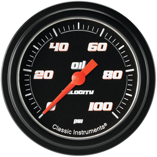 Classic Instruments Velocity Black 2-5/8" Oil Pressure Gauge - VS381BBLF