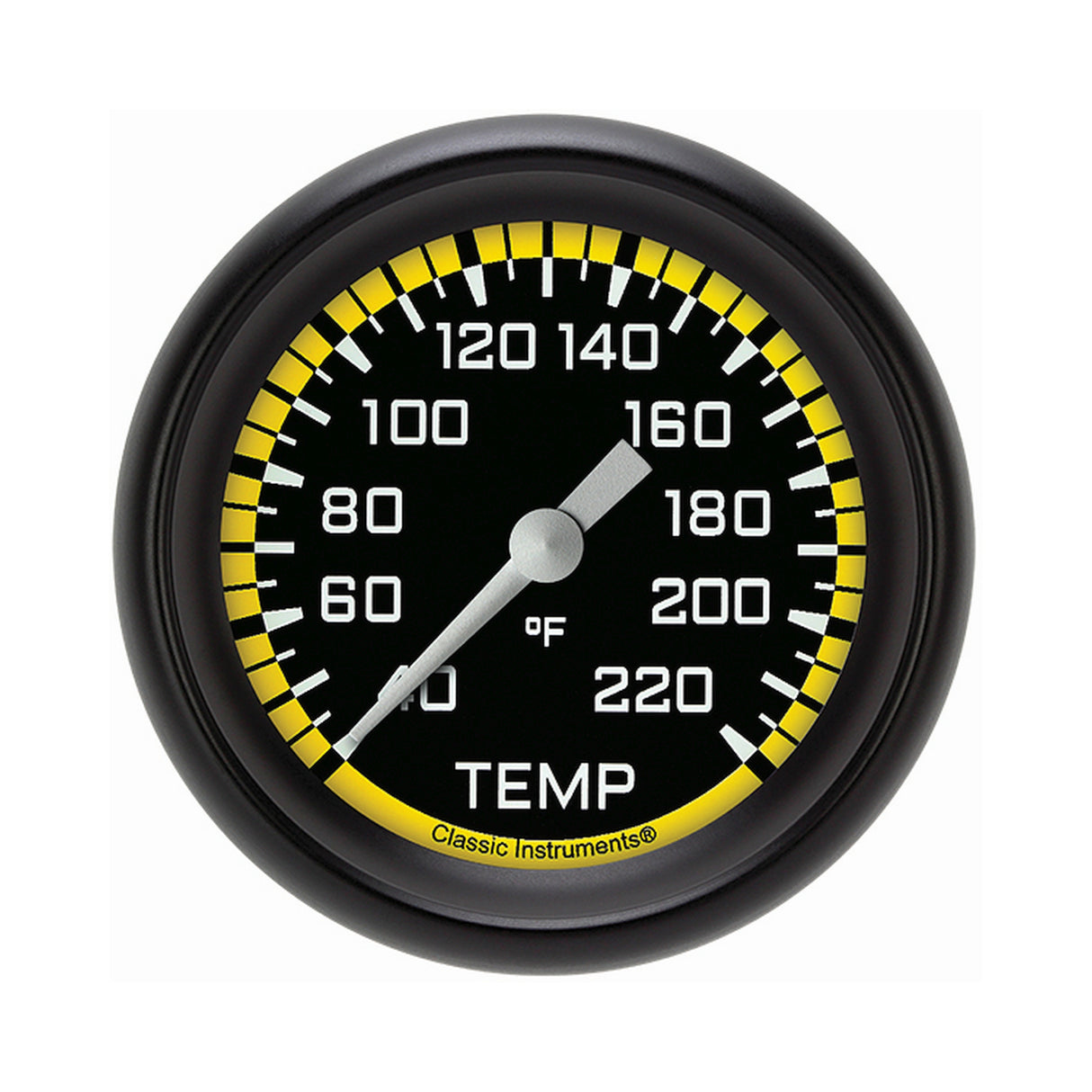 Classic Instruments Autocross Yellow 2 5/8" Stock Eliminator Temp. Gauge - AX329YBPF