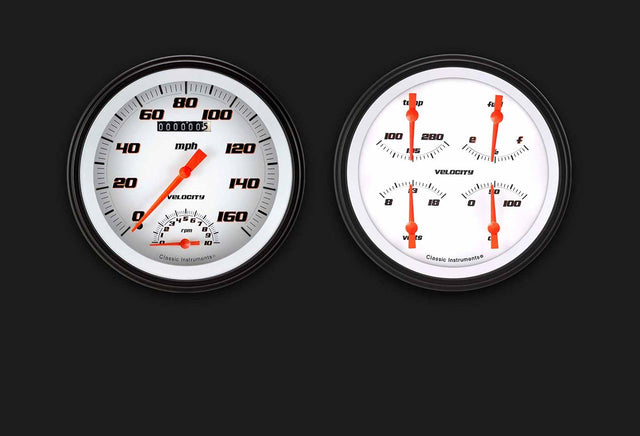 Classic Instruments Velocity White Two Gauge Set 62 - VS62WBLF