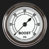Classic Instruments Classic White 2 1/8" Boost Gauge, 60 psi - CW143SLF