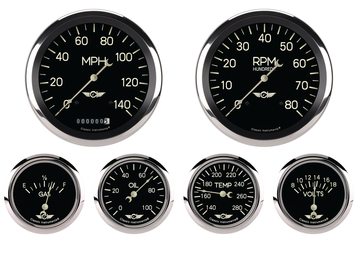 Classic Instruments Classic Series Six Gauge Set, 4 5/8" - CL951SRC