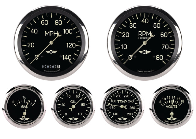 Classic Instruments Classic Series Six Gauge Set, 4 5/8" - CL951SRC