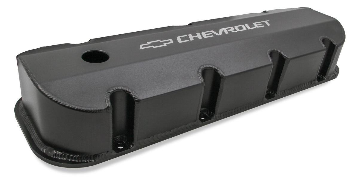 Holley 241-281 GM Licensed Valve Cover - Track Series - BBC - Fabricated Aluminum - Short Bolt - Black