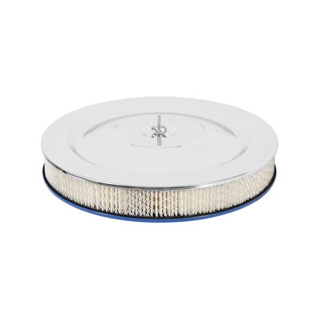 Scott Drake 14" Chrome Air Cleaner, with Blue Base and 302 Hi-Po Decal - C8ZZ-9600-W