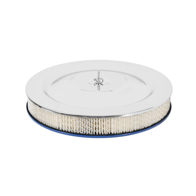 Scott Drake 14" Chrome Air Cleaner, with Blue Base and 302 Hi-Po Decal - C8ZZ-9600-W