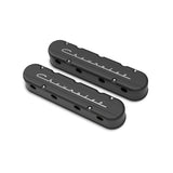 Holley 241-177 2-Piece "Chevrolet" Script Valve Cover - Gen III/IV LS - Satin Black Machined