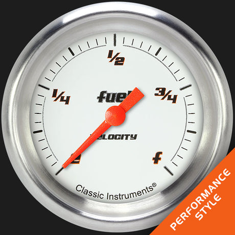 Classic Instruments Velocity White 2 5/8" Fuel Gauge - VS309WAPF