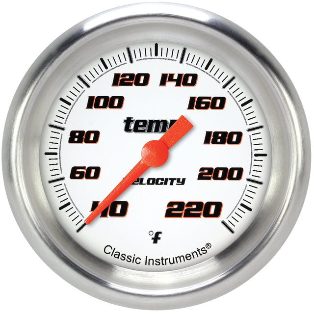 Classic Instruments Velocity White 2-5/8" Stock Eliminator Tempature Gauge - VS329WAPF