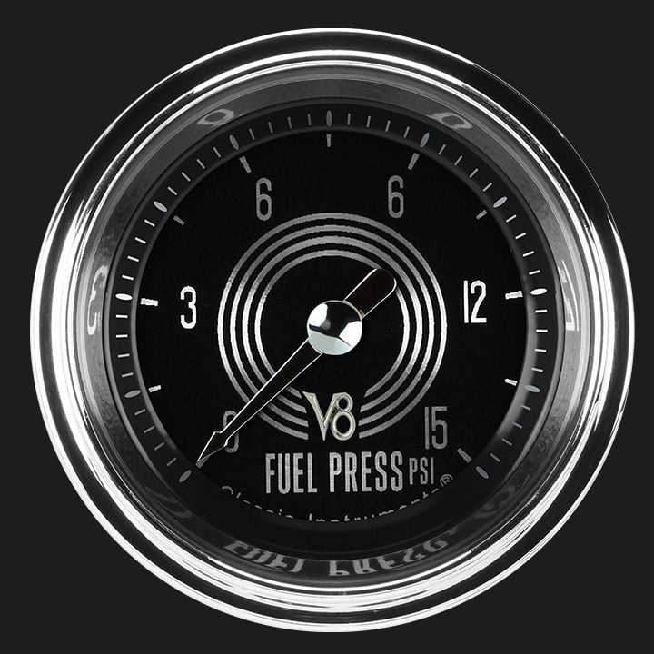 Classic Instruments V8 Speedster 2 1/8" Fuel Pressure Gauge, 15 psi - V8SR145SHC