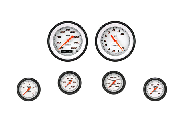 Classic Instruments Velocity White Six Gauge Set 101 - VS101WBLF