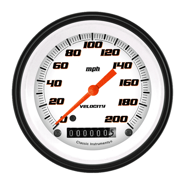 Classic Instruments Velocity White 3 3/8" Speedometer - VS57WBLF