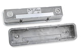 Holley 241-82 M/T Valve Covers - Vintage Style - Finned - SBC - Polished