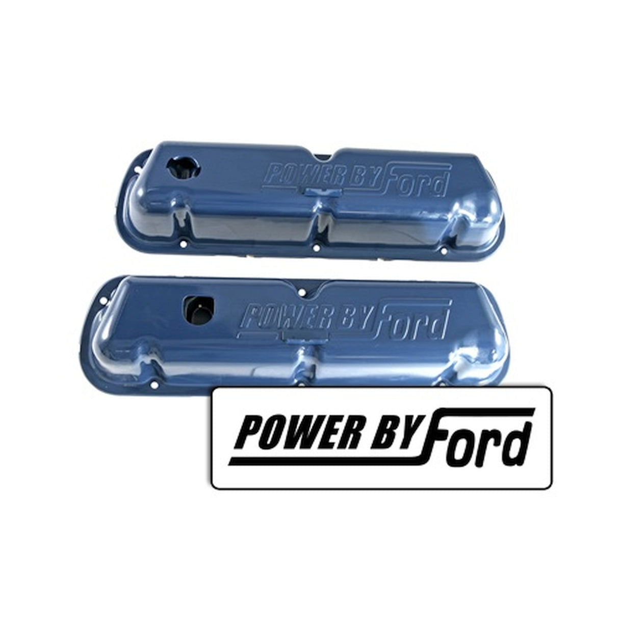 Scott Drake Valve Covers with Powered by Ford Logo - C8OZ-6A582-BL