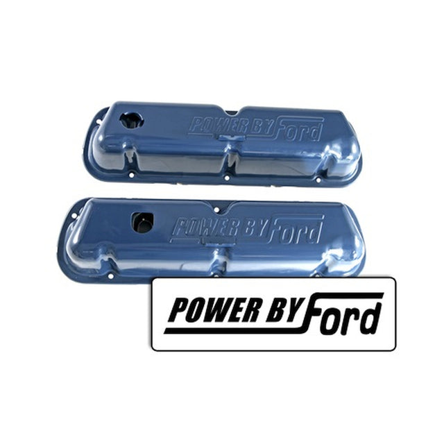 Scott Drake Valve Covers with Powered by Ford Logo - C8OZ-6A582-BL