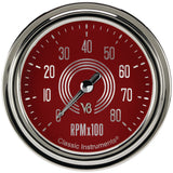 Classic Instruments V8 Red Steelie 2-5/8" Tachometer Gauge - V8RS383SLC