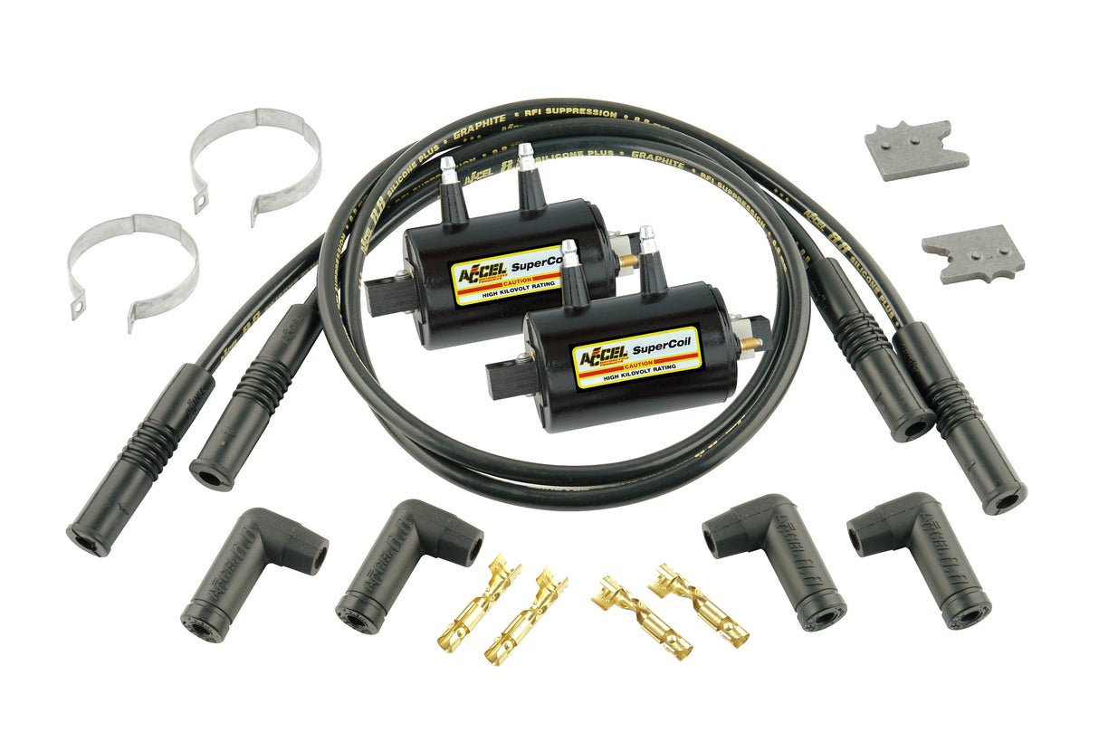 ACCEL Ignition Coil Kit - Universal Super Coil - 4-Cylinder Inductive - 3.0 Ohms Res - Black - 140403K