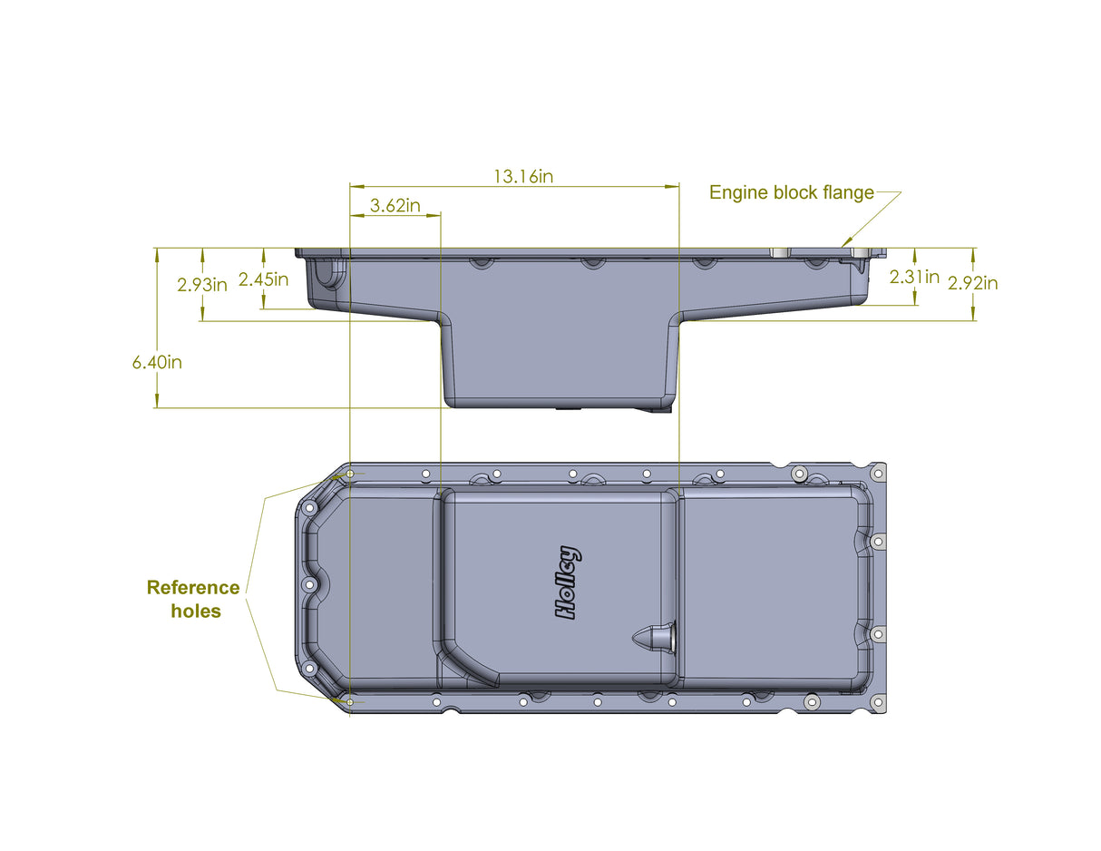 Holley 302-64 Gen III Hemi Swap Oil Pan - Mid-Sump - Hellcat - Natural