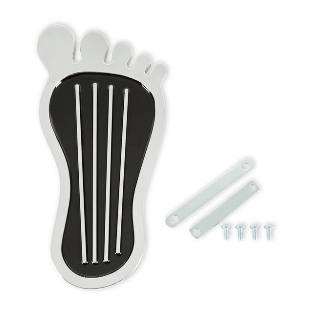 Mr Gasket Foot Print Gas Pedal Pad - Aluminum - Chrome & Painted Black Trim - 9645