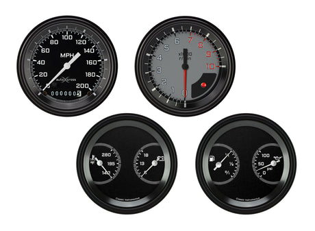 Classic Instruments AutoCross Gray Four Gauge Set - AX05GBLF