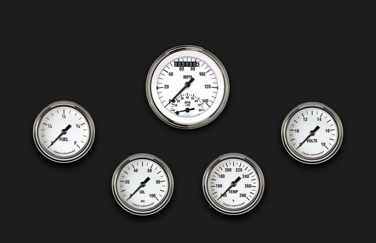 Classic Instruments White Hot Five Gauge Set 335 - WH335SLF