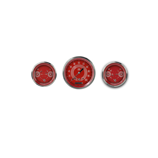 Classic Instruments V8 Red Steelie Three Gauge Set - V8RS64SLC