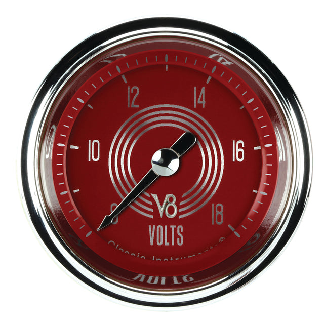 Classic Instruments V8 Red Steelie 2-1/8" Volt Gauge - V8RS130SHC