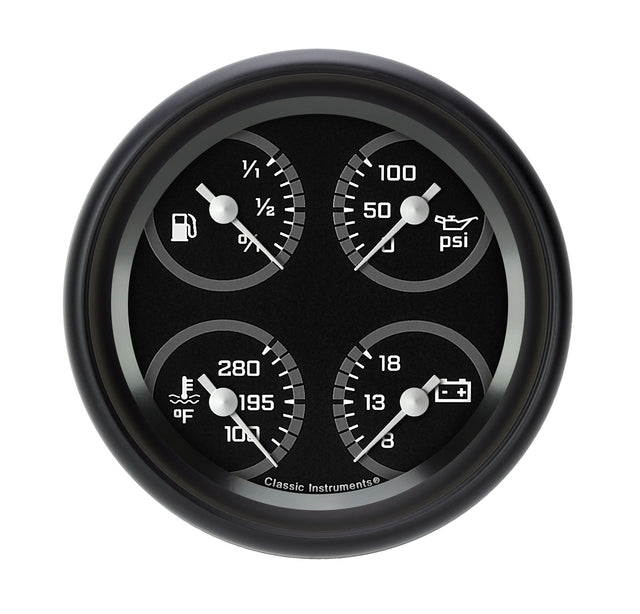 Classic Instruments AutoCross Gray 3 3/8" Quad - AX79GBLF