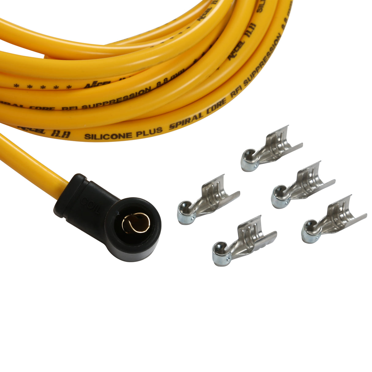 ACCEL Spark Plug Wire Set - 8.8mm Spiral Suppression-Universal Set- 90° Boots - Yellow - 8031