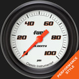 Classic Instruments Velocity White 2 5/8" Fuel Pressure Gauge, 100 psi - VS346WBPF
