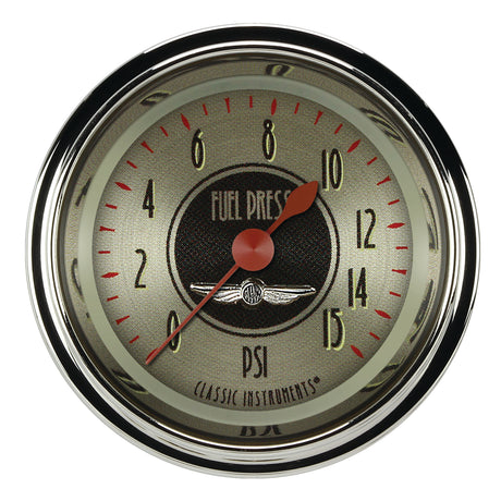 Classic Instruments All American Nickel 2 1/8" Fuel Pressure Gauge, 15 psi - AN145SHC