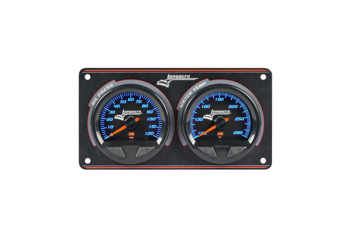 Longacre SMi™ Elite Waterproof Gauge Panel, 2 Gauge Oil Pressure/Water Temperature - 52-44560