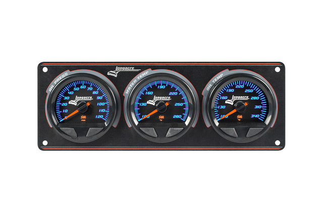 Longacre SMi™ Elite Waterproof Gauge Panel, 3 Gauge Oil Pressure/Water Temperature/Oil Temperature - 52-44561
