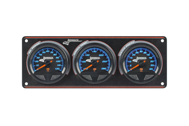 Longacre SMi™ Elite Waterproof Gauge Panel from Longacre, 3 Gauge Oil Pressure/Water Temperature/Water Pressure - 52-44565