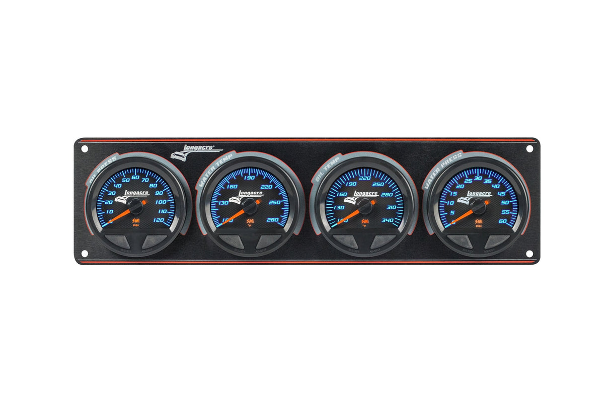 Longacre SMi™ Elite Waterproof Gauge Panel from Longacre, 4 Gauge Oil Pressure/Water Temperature/Oil Temperature/Water Pressure - 52-44569