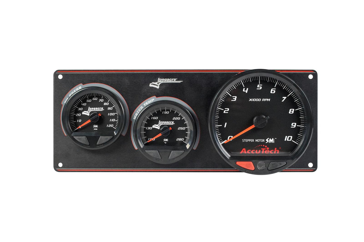 Longacre SMi™ Elite Waterproof Gauge Panel, 2 Gauge Oil Pressure/Water Temperature/Tach - 52-44572