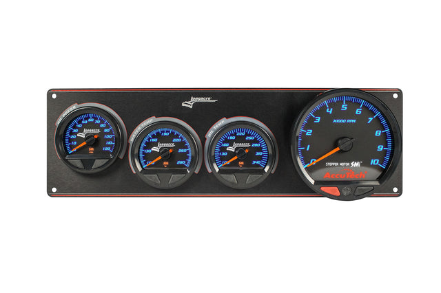 Longacre SMi™ Elite Waterproof Gauge Panel, 3 Gauge Oil Pressure/Water Temperature/Oil Temperature/Tach - 52-44573