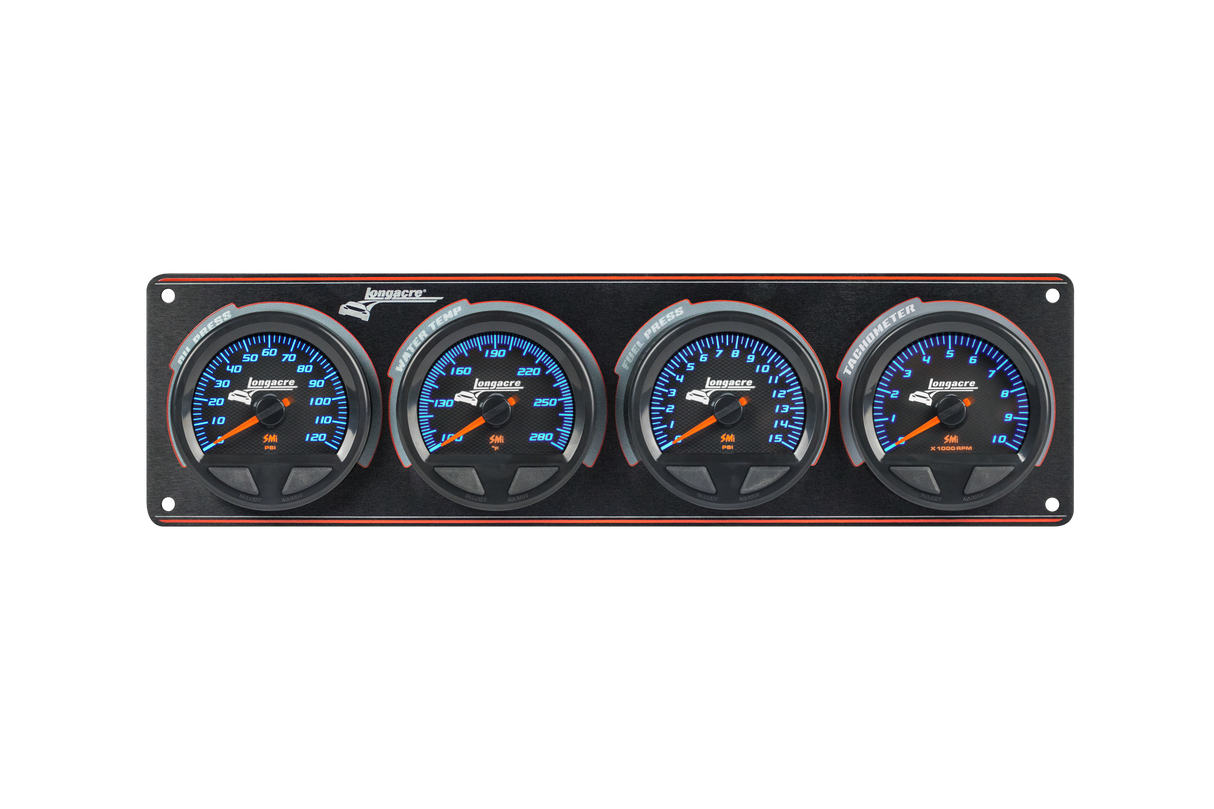 Longacre SMi™ Elite Waterproof Gauge Panel from Longacre, 3 Gauge Oil Pressure/Water Temperature/Fuel Pressure/Tach - 52-44585
