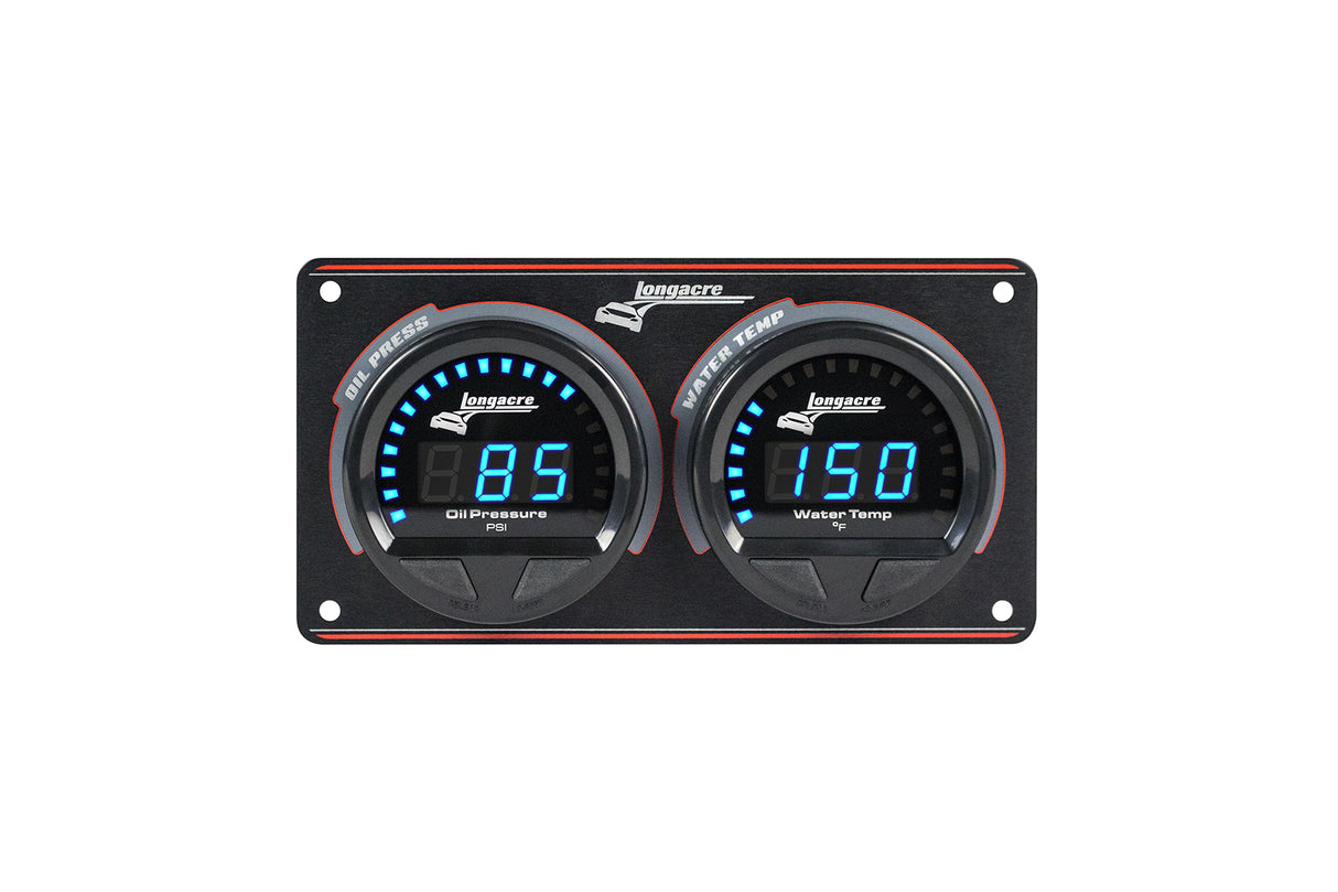 Longacre Digital Elite Waterproof Gauge Panel, 2 Gauge Oil Pressure/Water Temperature